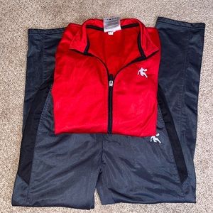 AND1 boys jogger suit, red and black, size large/10-12